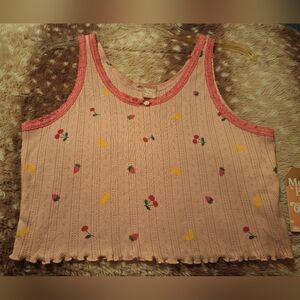 Pink Sleeveless Top with Fruit By Messy Bun Sz Large